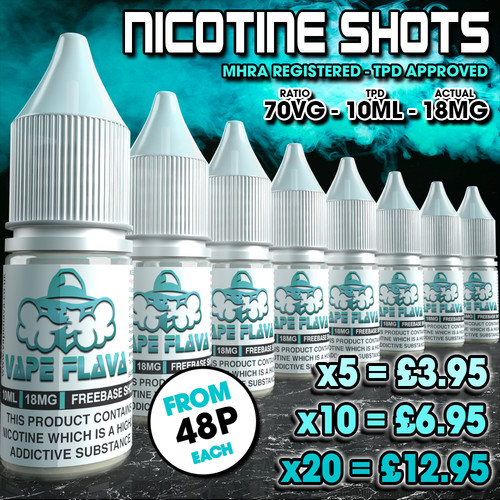 Nicotine shots 18mg 10ml - nicotine,